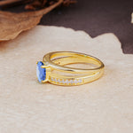 Luxurious Double-Row Pavé, 4-Prong, Oval Cut Sapphire Engagement Ring - Additional view