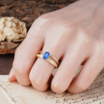 Luxurious Double-Row Pavé, 4-Prong, Oval Cut Sapphire Engagement Ring - Additional view