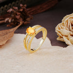 Luxurious Double-Row Pavé, 4-Prong, Oval Cut Citrine Engagement Ring - Additional view