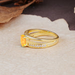 Luxurious Double-Row Pavé, 4-Prong, Oval Cut Citrine Engagement Ring - Additional view