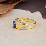 Luxurious Double-Row Pavé, 4-Prong, Oval Cut Tanzanite Engagement Ring - Additional view