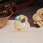Luxurious Double-Row Pavé, 4-Prong, Oval Cut Moss Agate Engagement Ring - Additional view