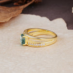 Luxurious Double-Row Pavé, 4-Prong, Oval Cut Moss Agate Engagement Ring - Additional view
