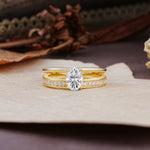 Luxurious Double-Row Pavé, 4-Prong, Oval Cut Lab Diamond Engagement Ring - Additional view