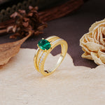 Luxurious Double-Row Pavé, 4-Prong, Oval Cut Emerald Engagement Ring - Additional view