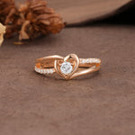 Unique Twisted Heart-Shaped 3-Prong Round Cut Moissanite Engagement Ring - Additional view