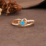Unique Twisted Heart-Shaped 3-Prong Round Cut Turquoise Engagement Ring - Additional view