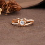 Unique Twisted Heart-Shaped 3-Prong Round Cut Lab Diamond Engagement Ring - Additional view