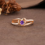Unique Twisted Heart-Shaped 3-Prong Round Cut Amethyst Engagement Ring - Additional view