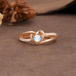 Unique Twisted Heart-Shaped 3-Prong Round Cut Moonstone Engagement Ring - Additional view