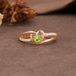 Unique Twisted Heart-Shaped 3-Prong Round Cut Peridot Engagement Ring - Additional view