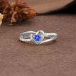 Unique Twisted Heart-Shaped 3-Prong Round Cut Sapphire Engagement Ring - Additional view