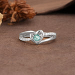 Unique Twisted Heart-Shaped 3-Prong Round Cut Moss Agate Engagement Ring - Additional view
