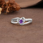 Unique Twisted Heart-Shaped 3-Prong Round Cut Amethyst Engagement Ring - Additional view