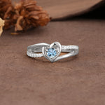 Unique Twisted Heart-Shaped 3-Prong Round Cut Aquamarine Engagement Ring - Additional view