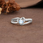 Unique Twisted Heart-Shaped 3-Prong Round Cut Moonstone Engagement Ring - Additional view