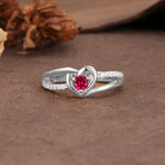 Unique Twisted Heart-Shaped 3-Prong Round Cut Ruby Engagement Ring - Additional view