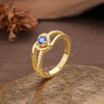 Unique Twisted Heart-Shaped 3-Prong Round Cut Sapphire Engagement Ring - Additional view