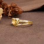 Unique Twisted Heart-Shaped 3-Prong Round Cut Citrine Engagement Ring - Additional view