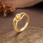 Unique Twisted Heart-Shaped 3-Prong Round Cut Citrine Engagement Ring - Additional view