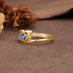 Unique Twisted Heart-Shaped 3-Prong Round Cut Tanzanite Engagement Ring - Additional view