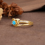 Unique Twisted Heart-Shaped 3-Prong Round Cut Turquoise Engagement Ring - Additional view