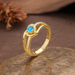Unique Twisted Heart-Shaped 3-Prong Round Cut Turquoise Engagement Ring - Additional view