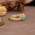 Unique Twisted Heart-Shaped 3-Prong Round Cut Turquoise Engagement Ring - Additional view
