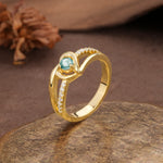 Unique Twisted Heart-Shaped 3-Prong Round Cut Moss Agate Engagement Ring - Additional view