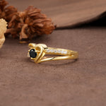 Unique Twisted Heart-Shaped 3-Prong Round Cut Black Onyx Engagement Ring - Additional view