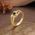 Unique Twisted Heart-Shaped 3-Prong Round Cut Black Onyx Engagement Ring - Additional view