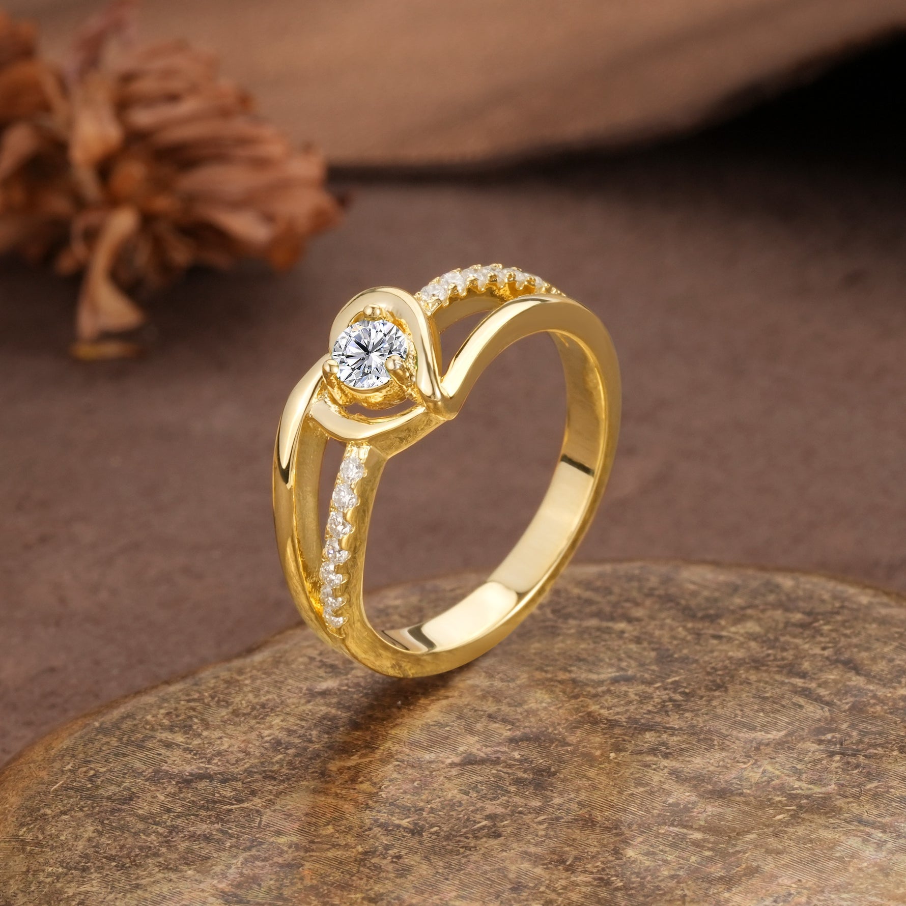 Unique Twisted Heart-Shaped 3-Prong Round Cut Lab Diamond Engagement Ring - Additional view
