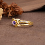 Unique Twisted Heart-Shaped 3-Prong Round Cut Amethyst Engagement Ring - Additional view