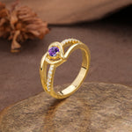 Unique Twisted Heart-Shaped 3-Prong Round Cut Amethyst Engagement Ring - Additional view