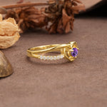 Unique Twisted Heart-Shaped 3-Prong Round Cut Amethyst Engagement Ring - Additional view