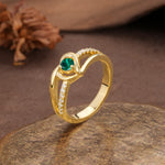 Unique Twisted Heart-Shaped 3-Prong Round Cut Emerald Engagement Ring - Additional view