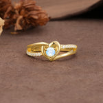 Unique Twisted Heart-Shaped 3-Prong Round Cut Moonstone Engagement Ring - Additional view
