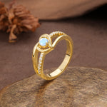Unique Twisted Heart-Shaped 3-Prong Round Cut Moonstone Engagement Ring - Additional view