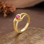 Unique Twisted Heart-Shaped 3-Prong Round Cut Ruby Engagement Ring - Additional view