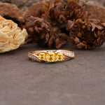 Classic Luxury 4-Prong Princess Cut Citrine Three Stones Wedding Ring - Additional view