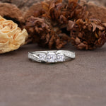 Classic Luxury 4-Prong Princess Cut Moissanite Three Stones Wedding Ring - Additional view