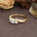 Classic Luxury 4-Prong Princess Cut Moissanite Three Stones Wedding Ring - Additional view