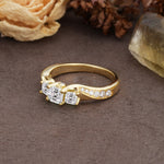 Classic Luxury 4-Prong Princess Cut Lab Diamond Three Stones Wedding Ring - Additional view