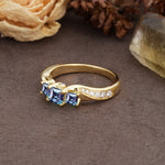 Classic Luxury 4-Prong Princess Cut Alexandrite Three Stones Wedding Ring - Additional view
