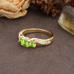 Classic Luxury 4-Prong Princess Cut Peridot Three Stones Wedding Ring - Additional view