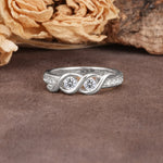 Unique Twisted and Intertwined Double Round Cut Lab Diamond Two-Stone Wedding Ring - Additional view