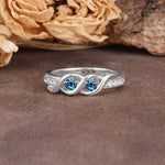 Unique Twisted and Intertwined Double Round Cut Alexandrite Two-Stone Wedding Ring - Additional view