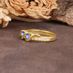 Unique Twisted and Intertwined Double Round Cut Sapphire Two-Stone Wedding Ring - Additional view