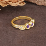 Unique Twisted and Intertwined Double Round Cut Amethyst Two-Stone Wedding Ring - Additional view