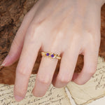 Unique Twisted and Intertwined Double Round Cut Amethyst Two-Stone Wedding Ring - Additional view